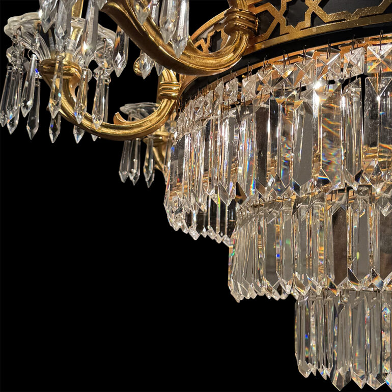 Large Black And Gold Crystal Chandelier By Valentina C Bm Antique