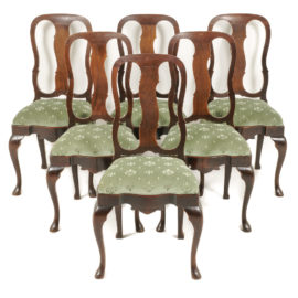 Set of 6 Mahogany Queen Anne-Style Chairs NL-22B