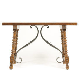 Spanish Oak and Wrought Iron Trestle Table FB-1217