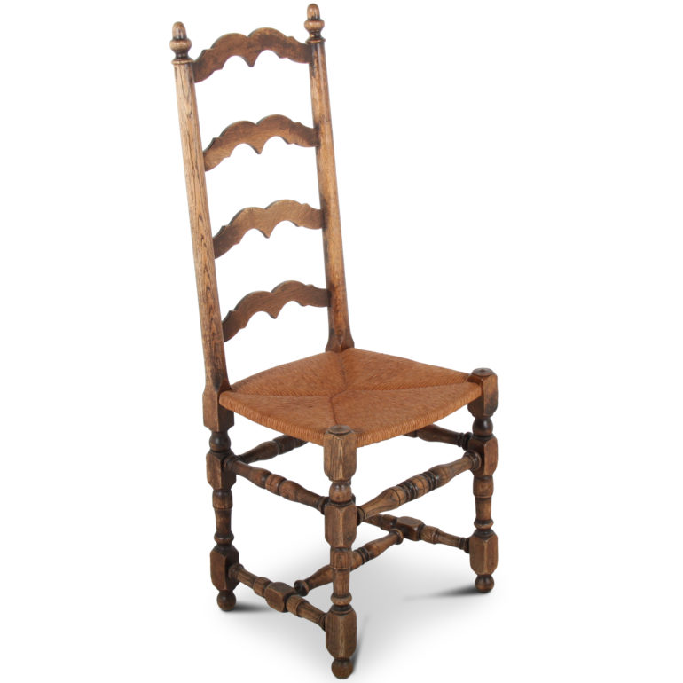 Set of Six Country French Ladder Back Dining Chairs C-CW | Antique