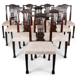 Set of Ten Carved Mahogany Dining Chairs C-CL