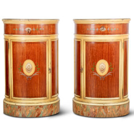 Pair Painted Satinwood Bedside Cabinets FX-146
