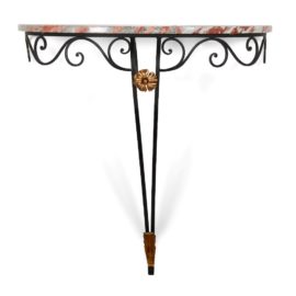 French Wrought Iron-and-Marble Console FD-19