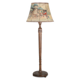 Antique French Standing Lamp with Carved Walnut Base FE-1420