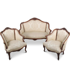 French Carved Walnut Louis XV-Style Parlour Suite C-MN