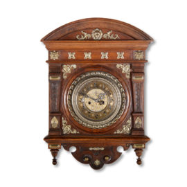 19th Century Walnut and Brass Wall Clock C-GD