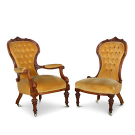 Pair English Victorian Salon Chairs C-GD