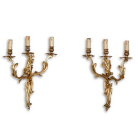 Large & Impressive Gilt Bronze Louis XV-Style Sconces from Paris FF-1462