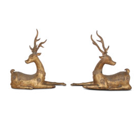 Thai Bronze and Gesso Seated Sika Statues.