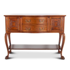 American Solid Mahogany Carved ‘Chippendale’-style Bow Front Buffet/Sideboard C-RF