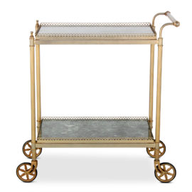 Vintage French Brass-and-Marble Cart/Trolley FF-1348