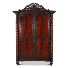 Solid Mahogany Anglo-Indian Armoire with Carved Details FF-1520