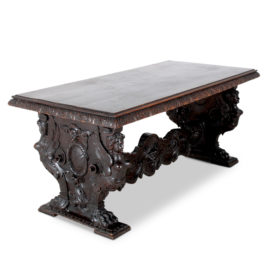 19th Century Italian Carved Walnut Library Table C-GD