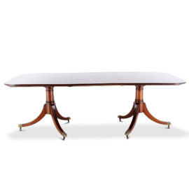 Solid Flame Mahogany Regency Style Dining Table with Three Leaves.
