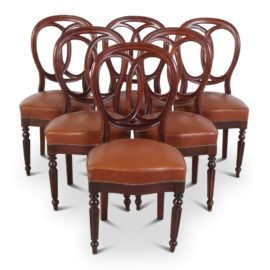 Set of Six 19th-Century French Mahogany Chairs FG-1569B