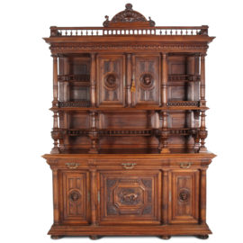 French Renaissance Revival Walnut Buffet Deux Corps 20548