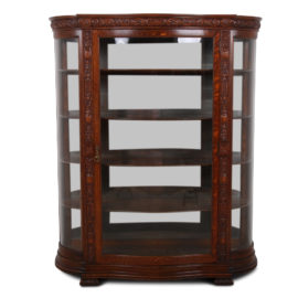 Carved Oak China Cabinet With Curved Glass C-MM
