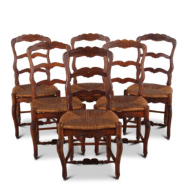 Set of Six Rustic French Ladder-Back Chairs FH-1598