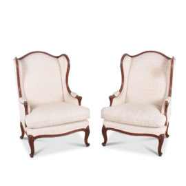 Pair of French Wingback Armchairs FH-1652