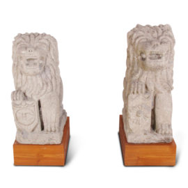 Pair Carved Stone Lions C-EE 1