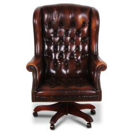 Button Tufted Leather Wingback Chair FH-1704