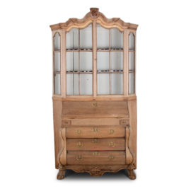 Dutch ‘Bleached Oak’ Bombe Secretary Bookcase FH-1604