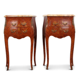 Pair of French Marquetry Bedside Commodes FI-1707B