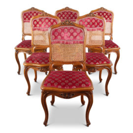 Set of Six Louis XV Carved Walnut Chairs FI-1764