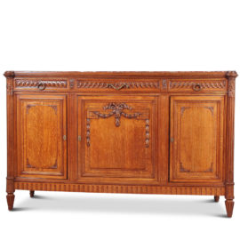 French Carved Oak Marble Top Louis XVI Buffet FJ-1927A