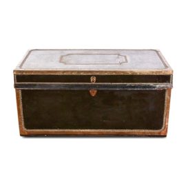 19th Century Leather Trunk with Brass FJ-1933B