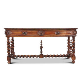 Carved Oak and Barley Twist Library Table FJ-1878