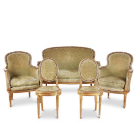 French Five-Piece Carved and Gilt Louis XVI Salon Suite FJ-