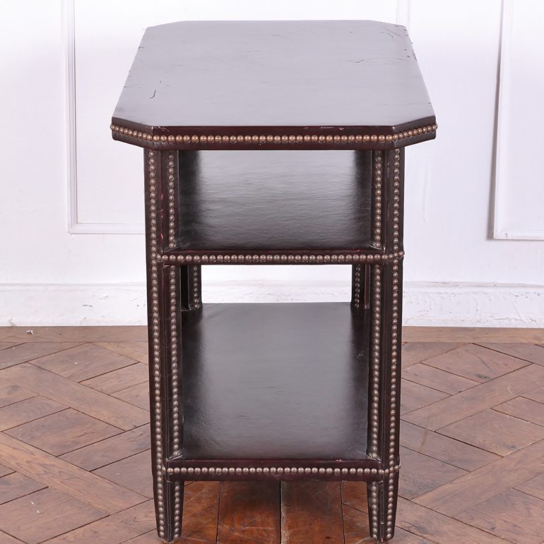 French Two-Tier Leather Studded Coffee Table FJ-1916A | Antique Warehouse