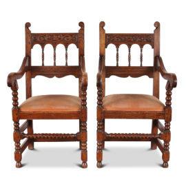 Jacobean Revival Oak Armchairs ‘Hotel Vancouver’ C-GD