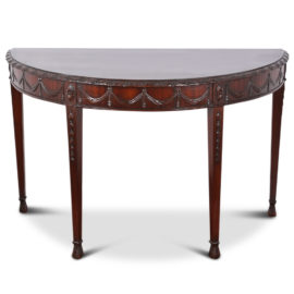 Carved Mahogany Demi-Lune Console C-GD