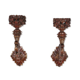 Pair of Carved Scandinavian Sconces 20612