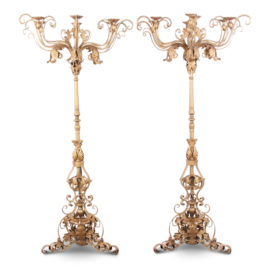 Pair Wrought Iron Standing Candelabra 20627