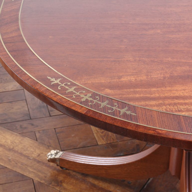 Atlanta white high gloss & chrome dining table Brass Inlaid Double Pedestal Dining Table FJ-1708 | Antique Warehouse