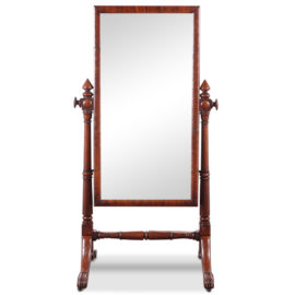English Carved Mahogany William IV Cheval Mirror 20636