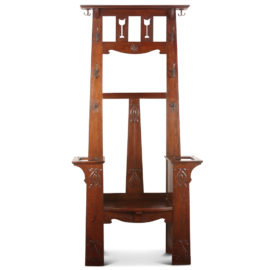 Carved Oak Arts and Crafts Period Hall Stand C. 1910