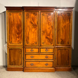 English Mahogany and Ebony Inlaid Wardrobe FK-2035