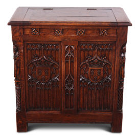 Smaller French Carved Oak Gothic Coffer FK-1789