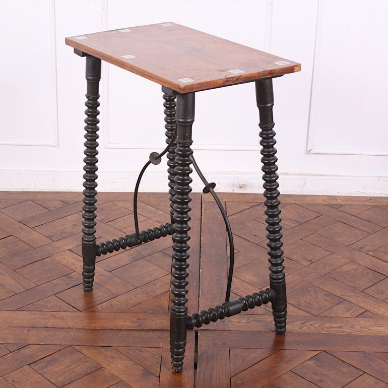 Unusual Small Inlaid and Wrought Iron Table FK-2064 | Antique Warehouse