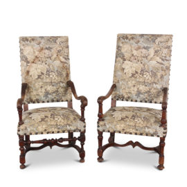 Pair of Carved Walnut Armchairs C.1900 FK-2158A FK-2158B