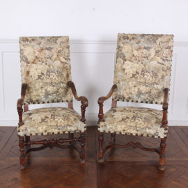 Pair of Carved Walnut Armchairs C.1900 FK-2158A FK-2158B