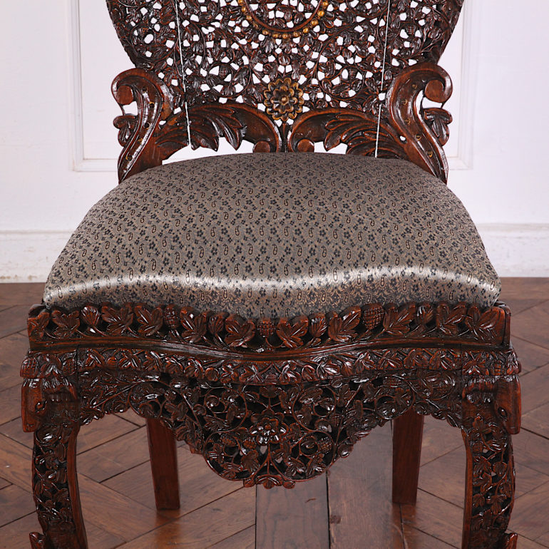 Set of Four Pierce Carved Anglo-Indian Chairs C.1880 FL-2182 | Antique