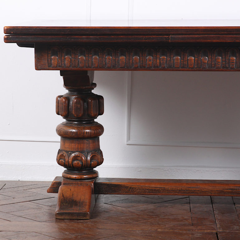 Large Carved Oak Flemish Draw-leaf Table FM-2249B | Antique Warehouse