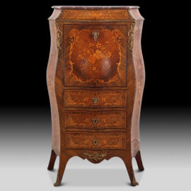 French Highly-Inlaid Bombe Louis XV Style Secretaire FM-2273