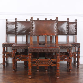 Set of Six Oak Flemish Dining Chairs FM-2249C
