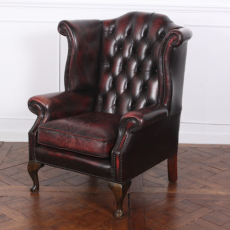 Classic and Elegant British Leather Wingback Chair C.1900 | Antique
